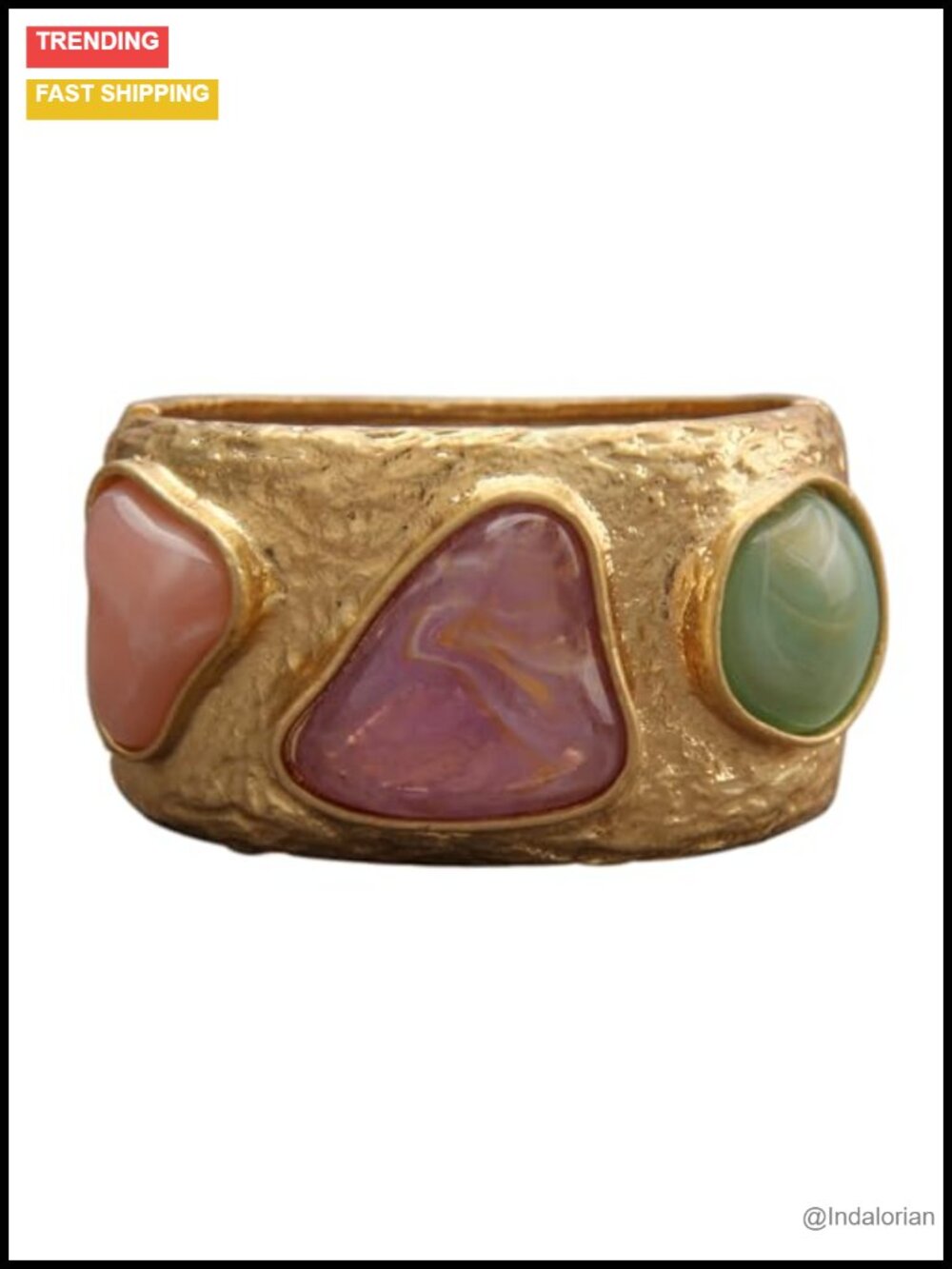 Chunky Gold Cuff Bracelet for Women Statement Open Bangle Adjustable